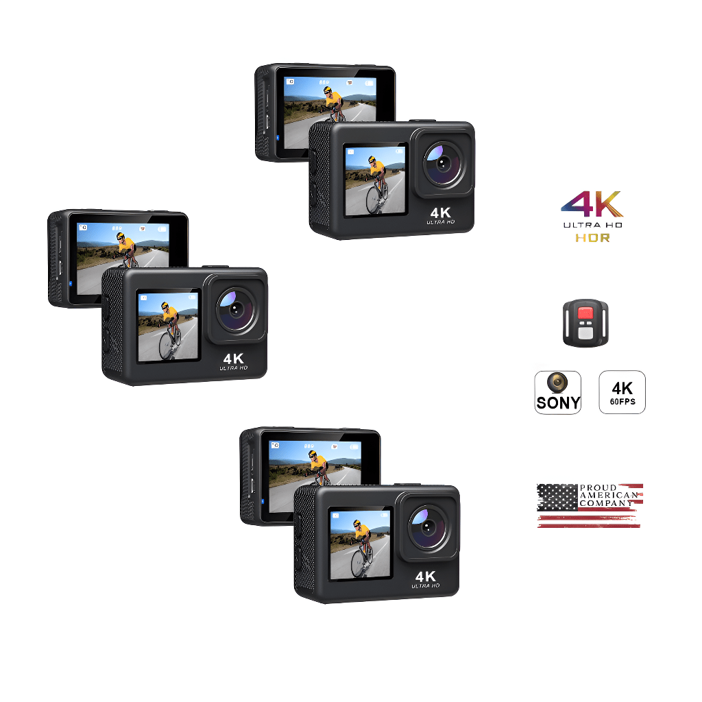 3x 4K 60FPS Action Camera - Visionner