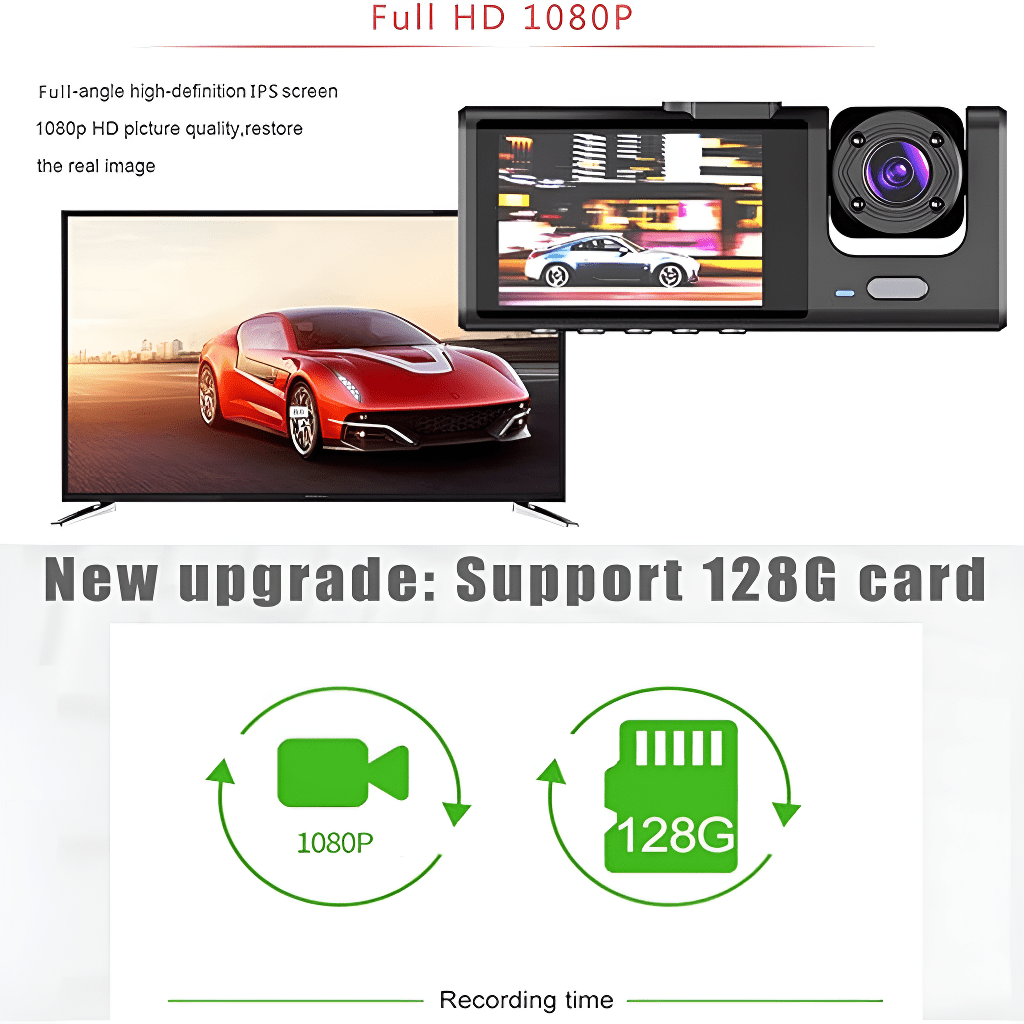 3 Channel Car DVR HD 1080P 3 - Lens Inside Vehicle Dash Cam - Visionner