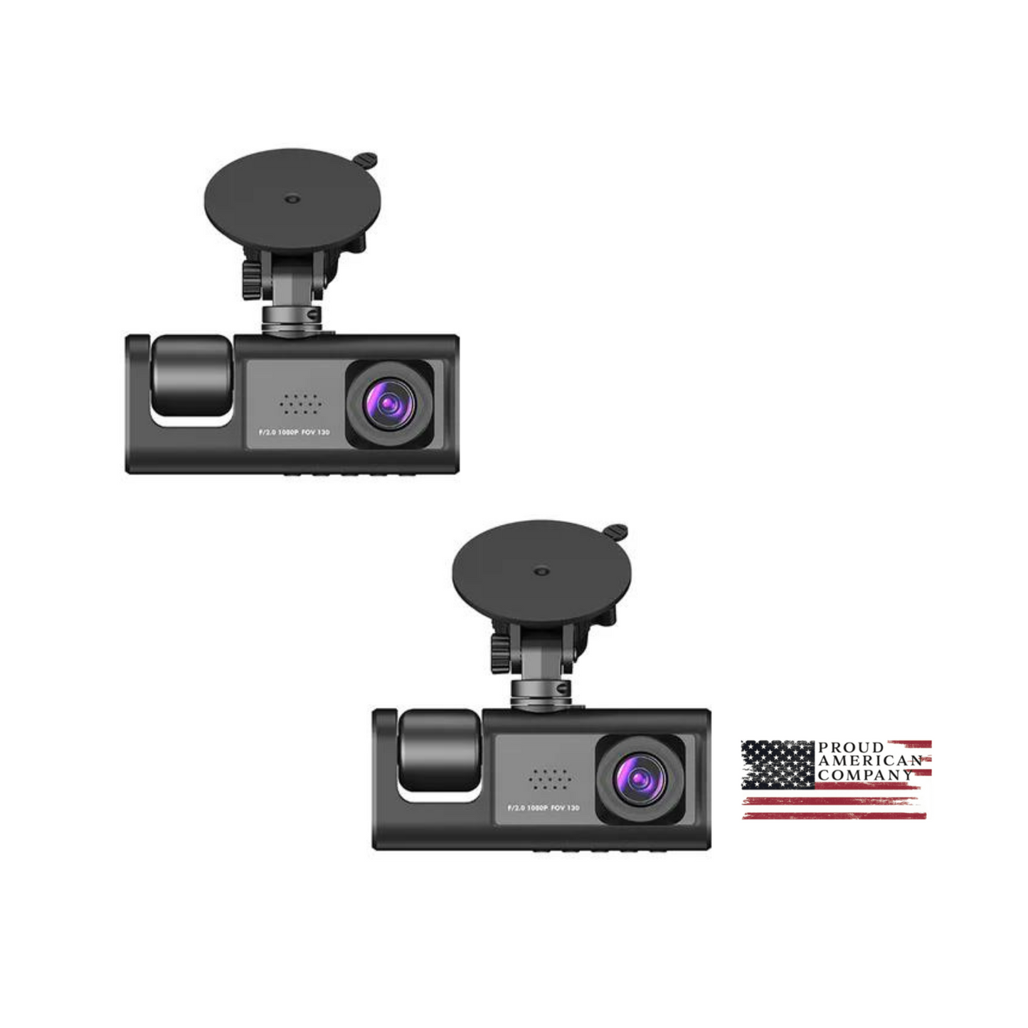 2x Channel Car DVR HD 1080P 3-Lens Inside Vehicle Dash Cam