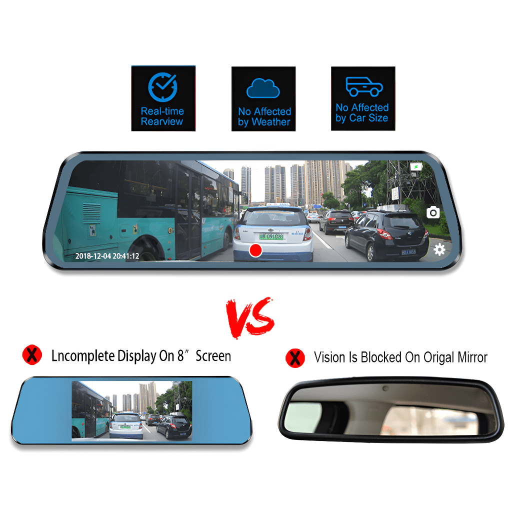 Touch Screen Video Recorder Rearview mirror Dash Cam - Visionner