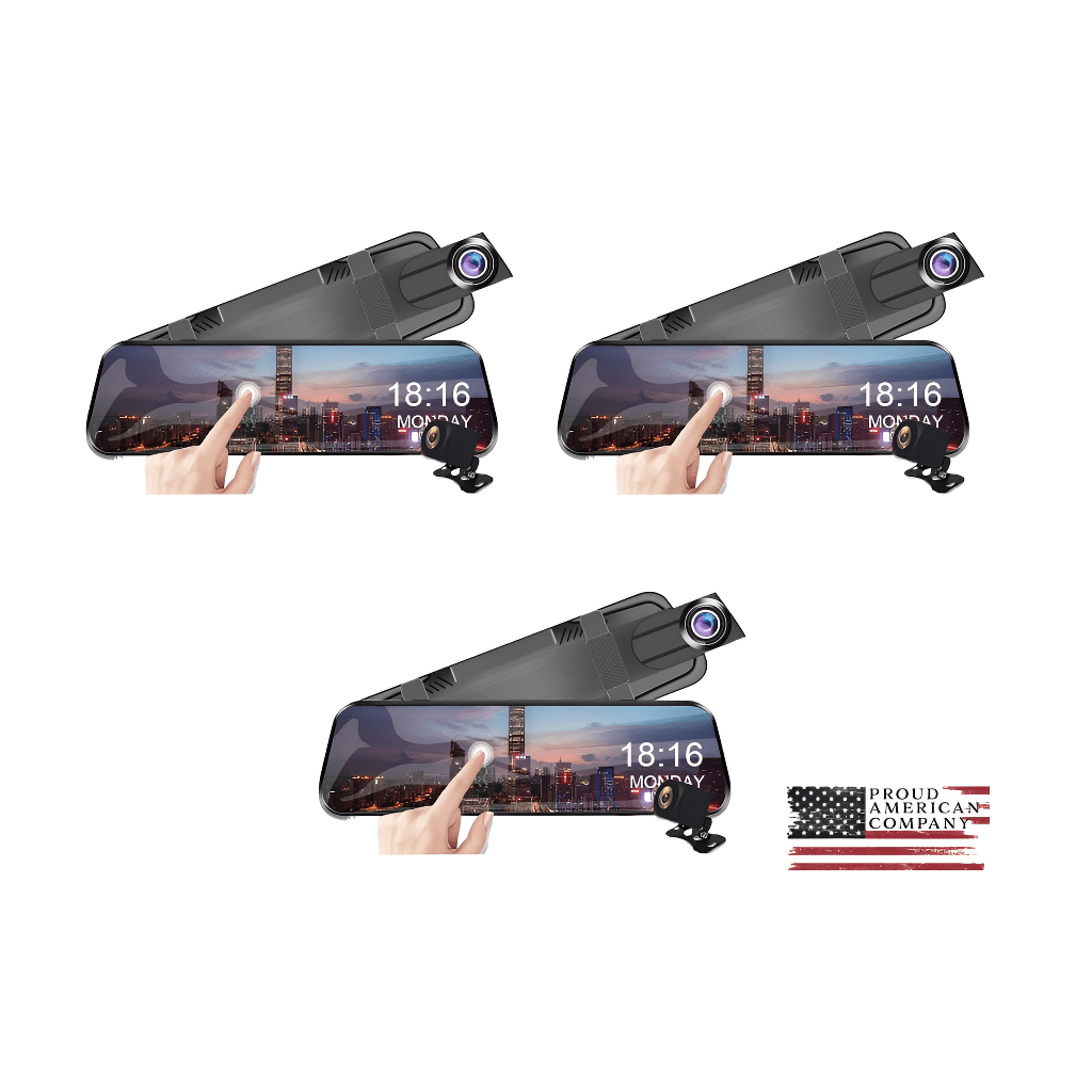 3x Touch Screen Video Recorder Rearview mirror Dash Cam - Visionner