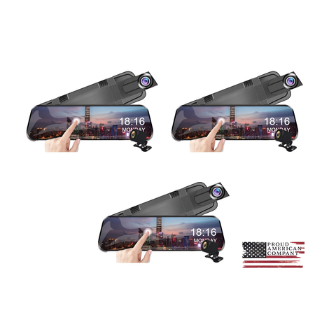 3x Touch Screen Video Recorder Rearview mirror Dash Cam