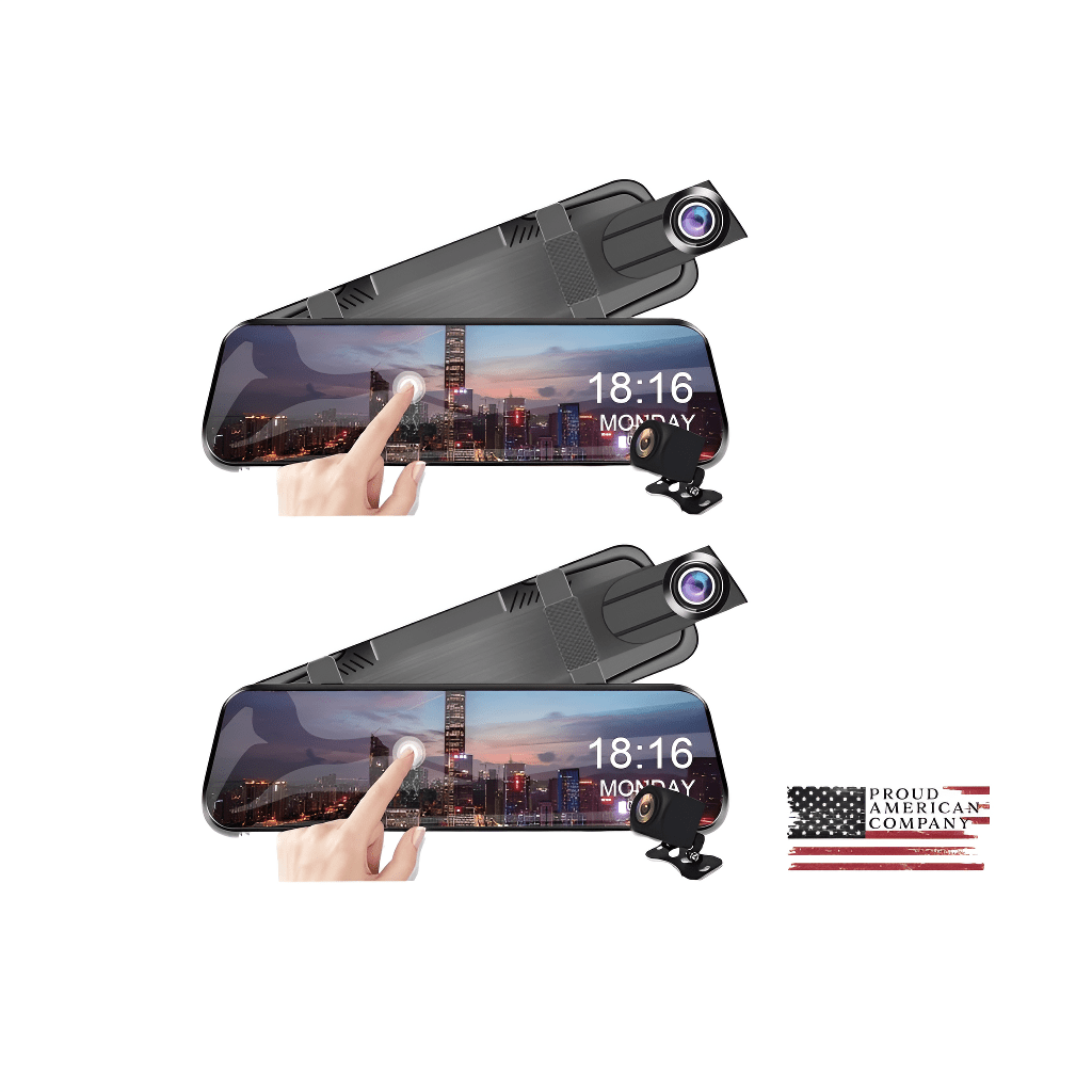 2x Touch Screen Video Recorder Rearview mirror Dash Cam - Visionner