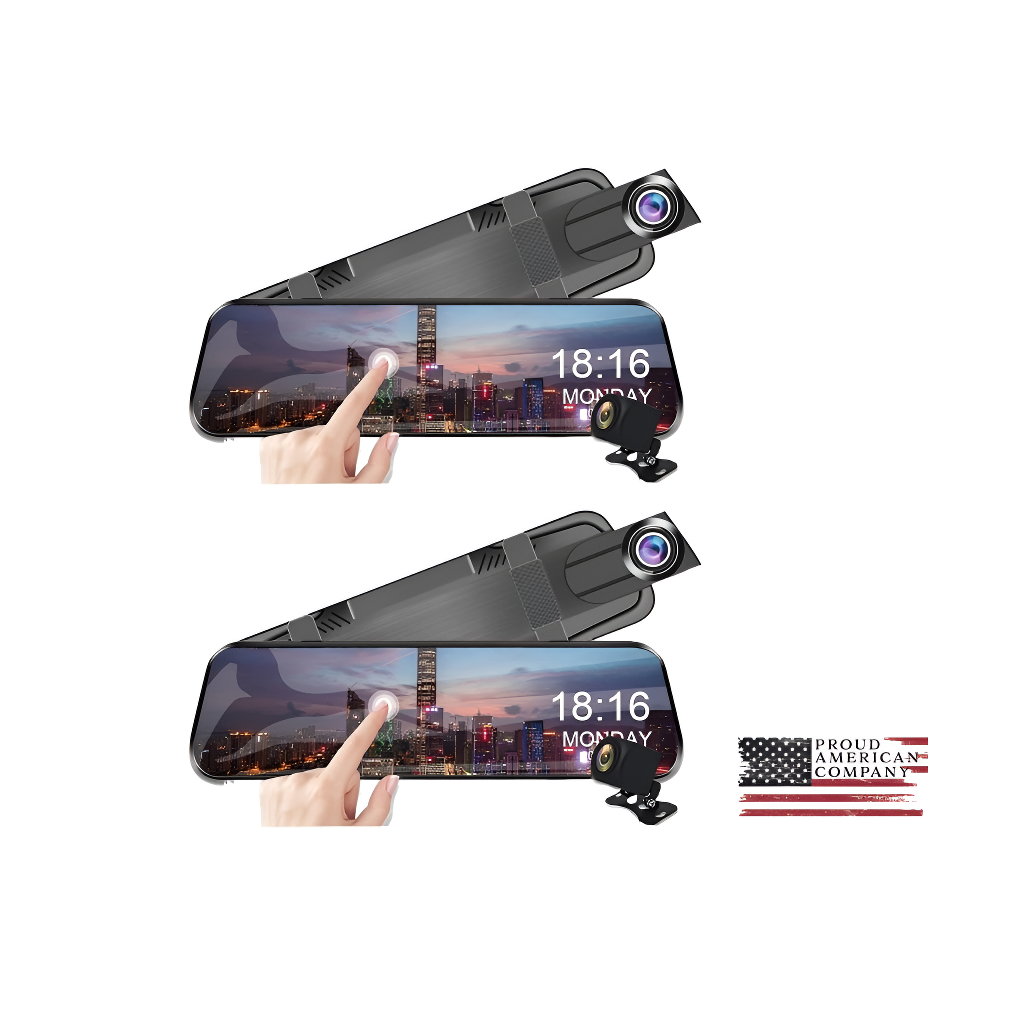 2x Touch Screen Video Recorder Rearview mirror Dash Cam