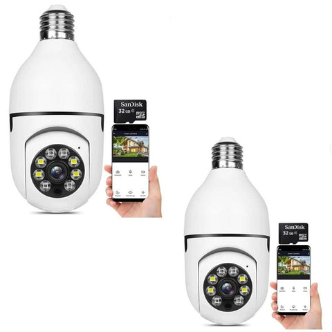 Wireless Wifi Light Bulb Security Camera X2